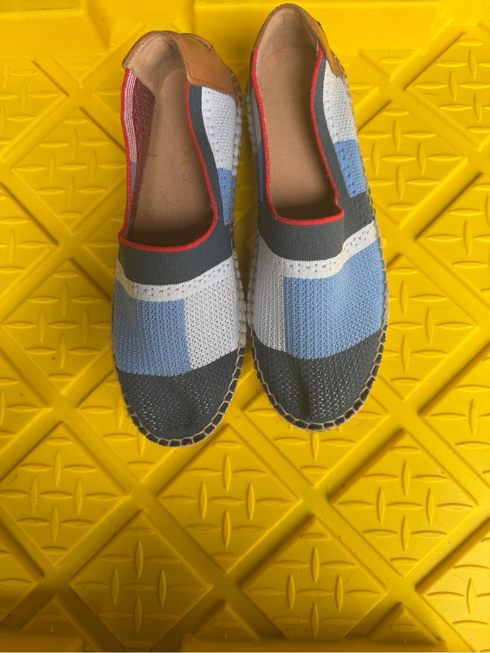 Cole Haan Striped Knit Espadrille Flats in Blue, White & Gray